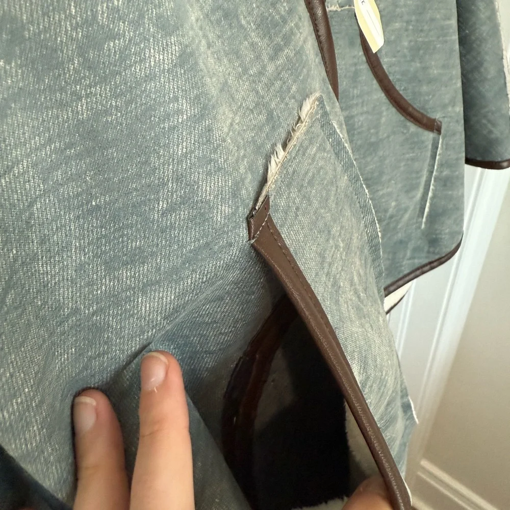 Anthropologie Gray and Cream Hooded Cape - Picture 12 of 13